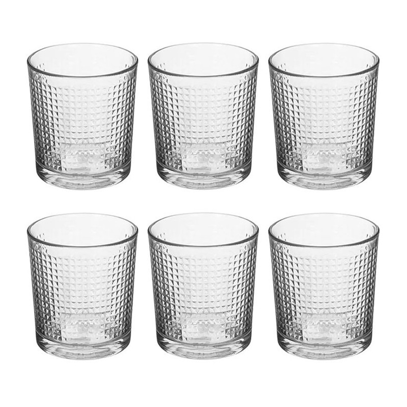 SET 6 BICCHIERI IN VETRO DA ACQUA VINO 26CL CASA RISTORANTE Decorazione Diamante