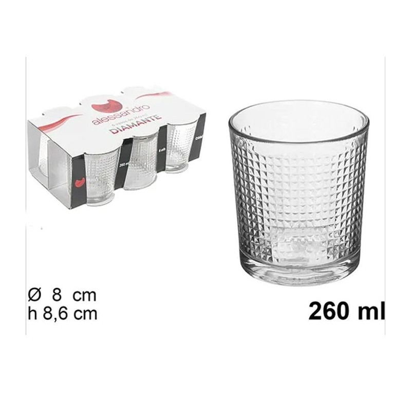 Hongu SET 6 BICCHIERI IN VETRO DA ACQUA VINO 26CL CASA RISTORANTE D...