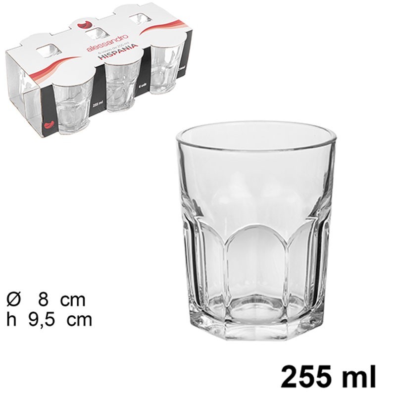 SET 6 BICCHIERI IN VETRO PER ACQUA VINO COCKTAIL 25,5 CL CASA RISTO...