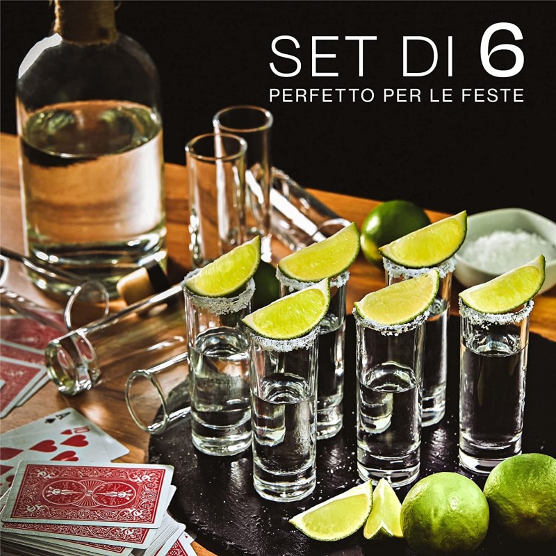 Hongu Set 6 Bicchierini Liquore Cicchetto Shot 6 cl Bar in vetro tr...