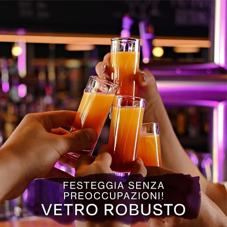Set 12 Bicchierini Liquore Cicchetto Shot 6 cl Bar in vetro trasparente shottini