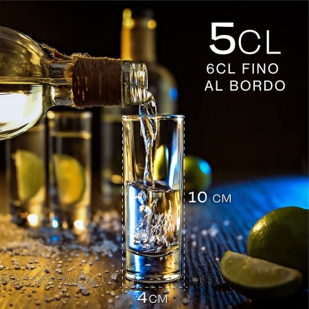 Set 12 Bicchierini Liquore Cicchetto Shot 6 cl Bar in vetro trasparente shottini