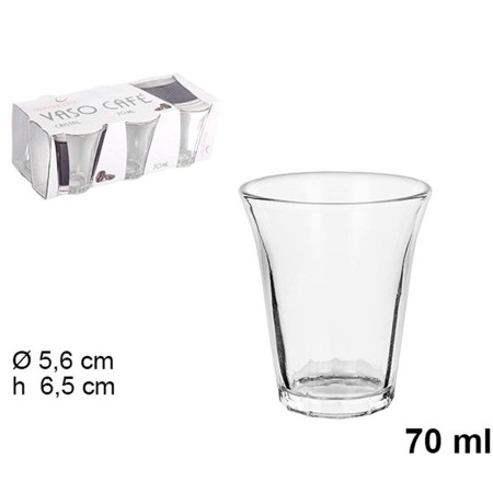 Set 6 Bicchieri Tazzine Bar caffè in vetro 7 cl Trasparente espresso ginseng