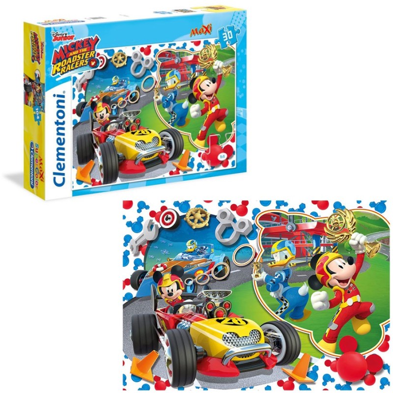 Clementoni Puzzle 30 pezzi- Maxi - Disney Mickey and the Roadster R...