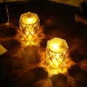 3 MINI LAMPADA TAVOLO COMODINO DIAMANTE EFFETTO CRISTALLO LUCE CALDA DECORATIVA