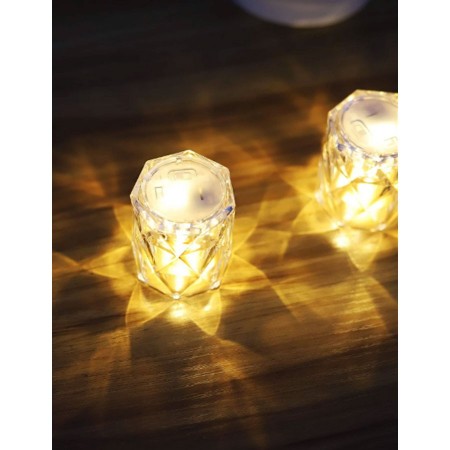 3 MINI LAMPADA TAVOLO COMODINO DIAMANTE EFFETTO CRISTALLO LUCE CALDA DECORATIVA