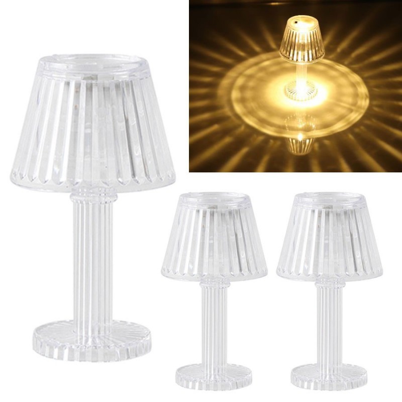 3 MINI LAMPADA TAVOLO COMODINO DIAMANTE EFFETTO CRISTALLO LUCE CALDA DECORATIVA
