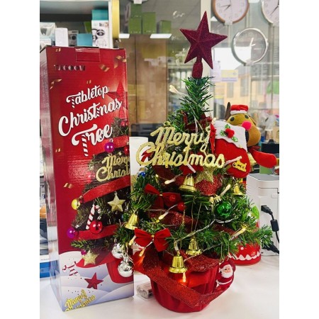 ALBERO DI NATALE PICCOLO DECORAZIONE DA TAVOLO ADDOBBATO ARTFICIALE  50 CM LUCI