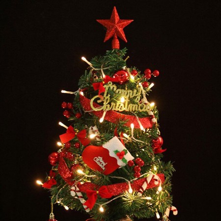 ALBERO DI NATALE PICCOLO DECORAZIONE DA TAVOLO ADDOBBATO ARTFICIALE  50 CM LUCI