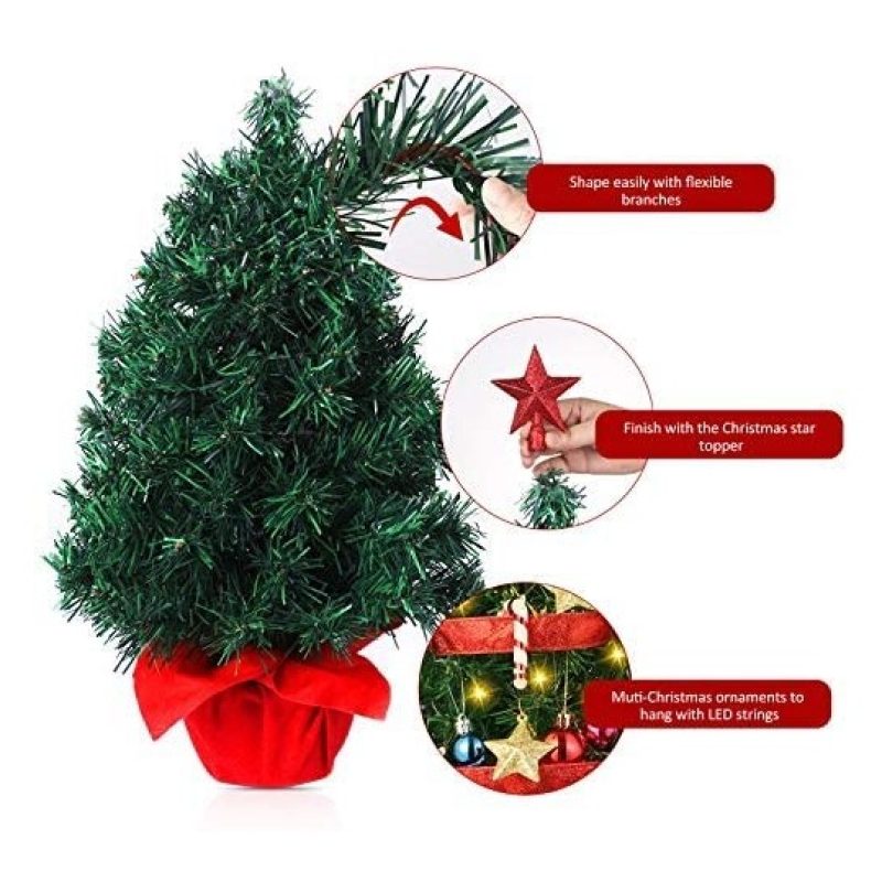 Hongu ALBERO DI NATALE PICCOLO DECORAZIONE DA TAVOLO ADDOBBATO ARTF...