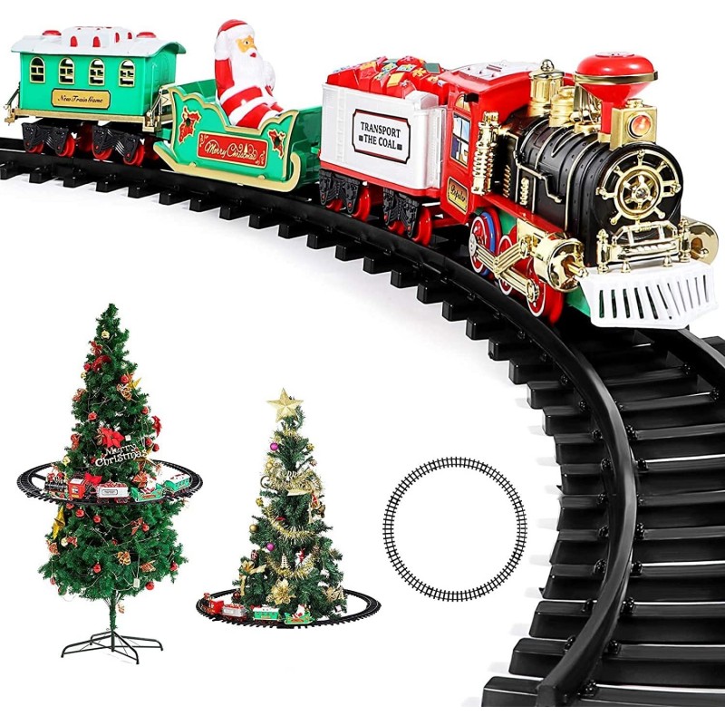 TRENINO NATALIZIO SOPRA ALBERO TRENO ELETTRICO SLITTA BABBO NATALE LOCOMOTIVA