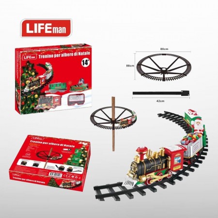 TRENINO NATALIZIO SOPRA ALBERO TRENO ELETTRICO SLITTA BABBO NATALE LOCOMOTIVA