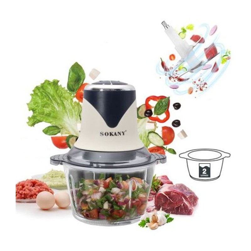 Tritatutto Elettrico 600W Tritacarne Cucina con 4 Lame e 2L Ciotola in Vetro