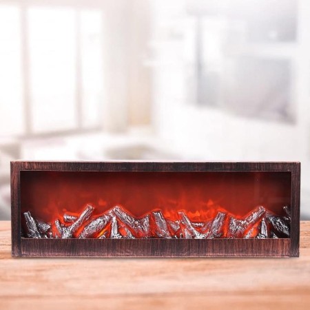 Lampada da Tavolo Lanterna 3 Led Effetto Fuoco Camino finto 60x20cm luce arredo