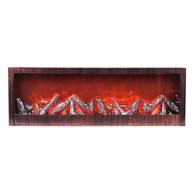 Lampada da Tavolo Lanterna 3 Led Effetto Fuoco Camino finto 60x20cm...