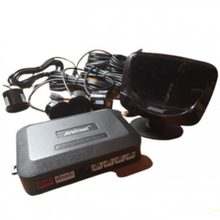 KIT 4 SENSORI DI PARCHEGGIO CON MINI DISPLAY LED ACUSTICO NERO AUTO