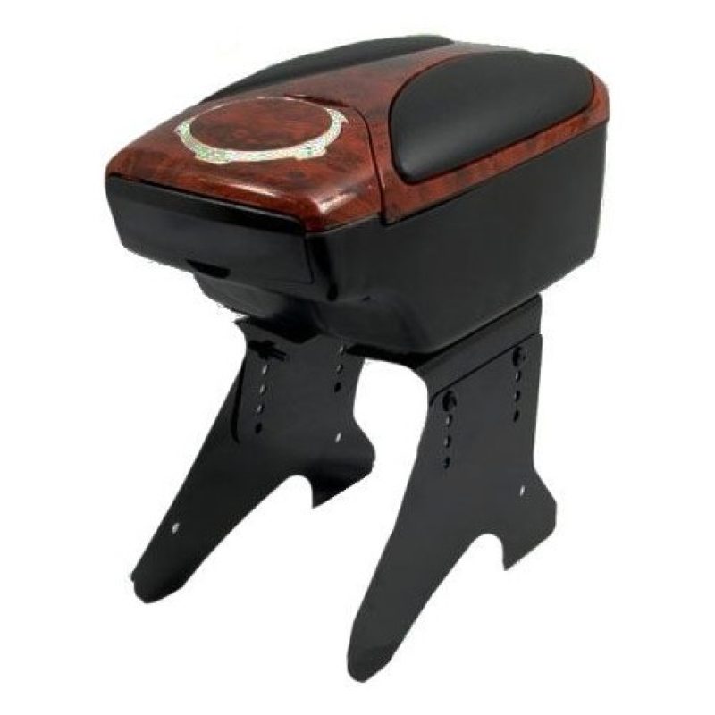 Bracciolo comodo simil legno auto universale regolabile due vani un porta bibite