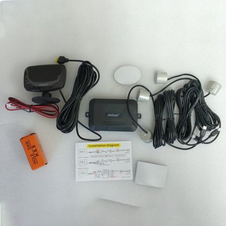 KIT 4 SENSORI DI PARCHEGGIO CON MINI DISPLAY LED ACUSTICO NERO AUTO