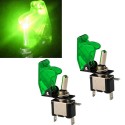 2x INTERRUTTORE AERONAUTICO TUNING AUTO MOTO KILL SWITCH LED SICURA 20A 12V verde