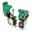2x INTERRUTTORE AERONAUTICO TUNING AUTO MOTO KILL SWITCH LED SICURA 20A 12V verde