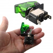 2x INTERRUTTORE AERONAUTICO TUNING AUTO MOTO KILL SWITCH LED SICURA 20A 12V verde