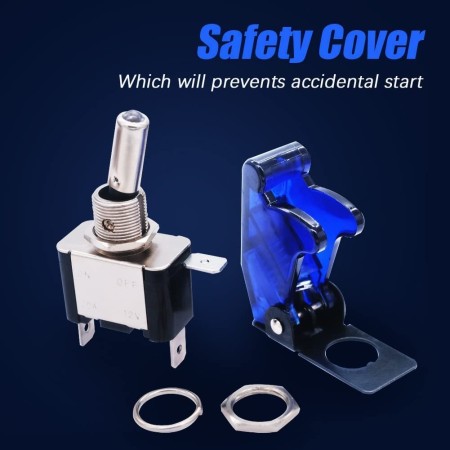 2X INTERRUTTORE AERONAUTICO TUNING AUTO MOTO KILL SWITCH LED SICURA 20A 12V BLU