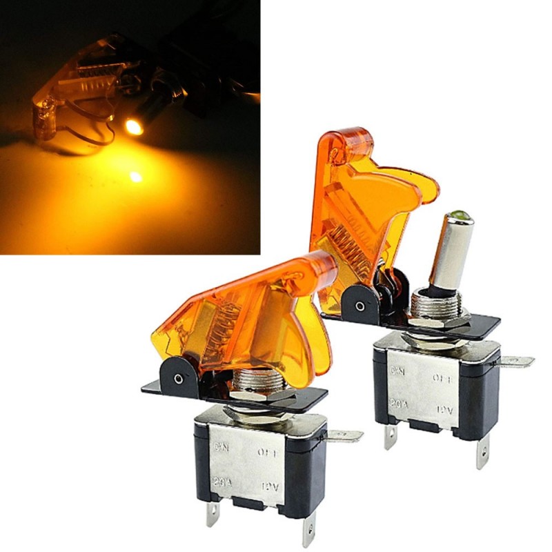 2X INTERRUTTORE AERONAUTICO TUNING AUTO MOTO KILL SWITCH LED SICURA 20A 12V