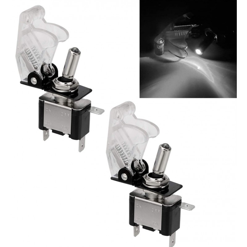 2X INTERRUTTORE AERONAUTICO TUNING AUTO MOTO KILL SWITCH LED SICURA 20A 12V 