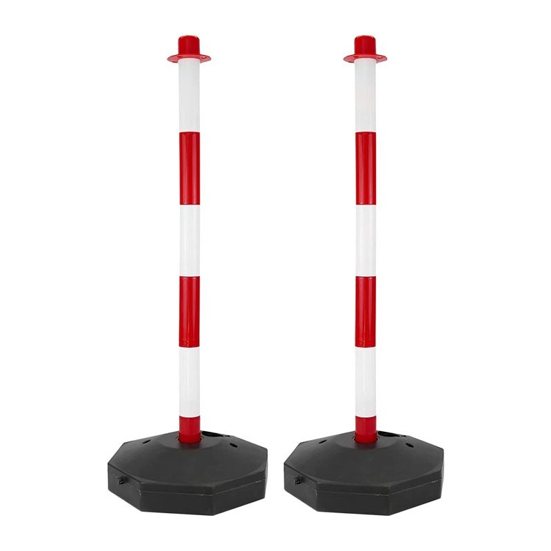 2 COLONNA SEGNALETICA PALETTO CON BASE ALTEZZA CM.90 BICOLORE STRADALE PLASTICA
