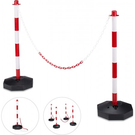 2 COLONNA SEGNALETICA PALETTO CON BASE ALTEZZA CM.90 BICOLORE STRADALE PLASTICA