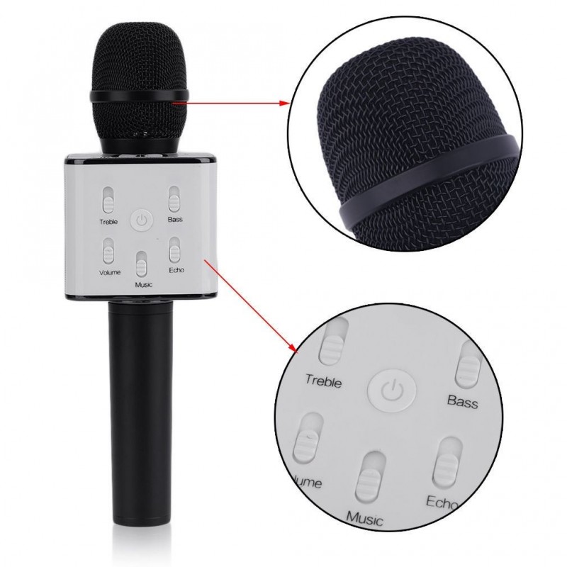 Microfono wireless bluetooth cassa integrata echo batteria karaoke altoparlante
