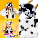Cappello Orecchie Peluche Animali in Movimento premendo airbag Mucca vari colori