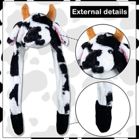 Cappello Orecchie Peluche Animali in Movimento premendo airbag Mucca vari colori