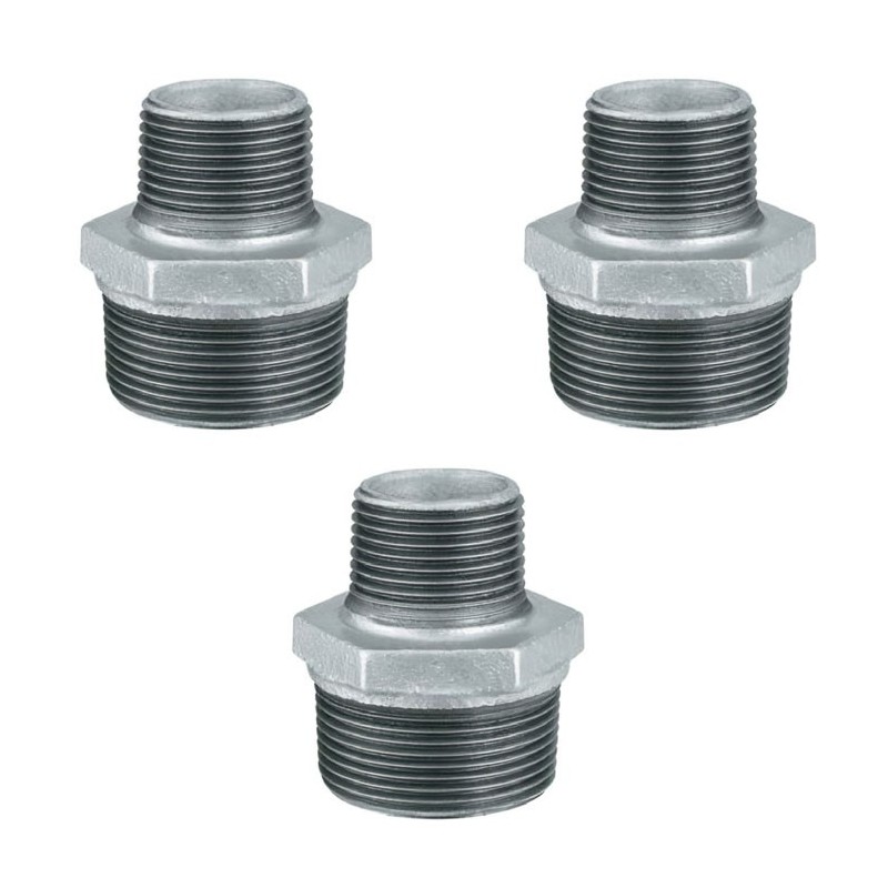 3 Raccordi maschio 3/4"x1" niples ridotto acqua acciaio inox idraulica impianti