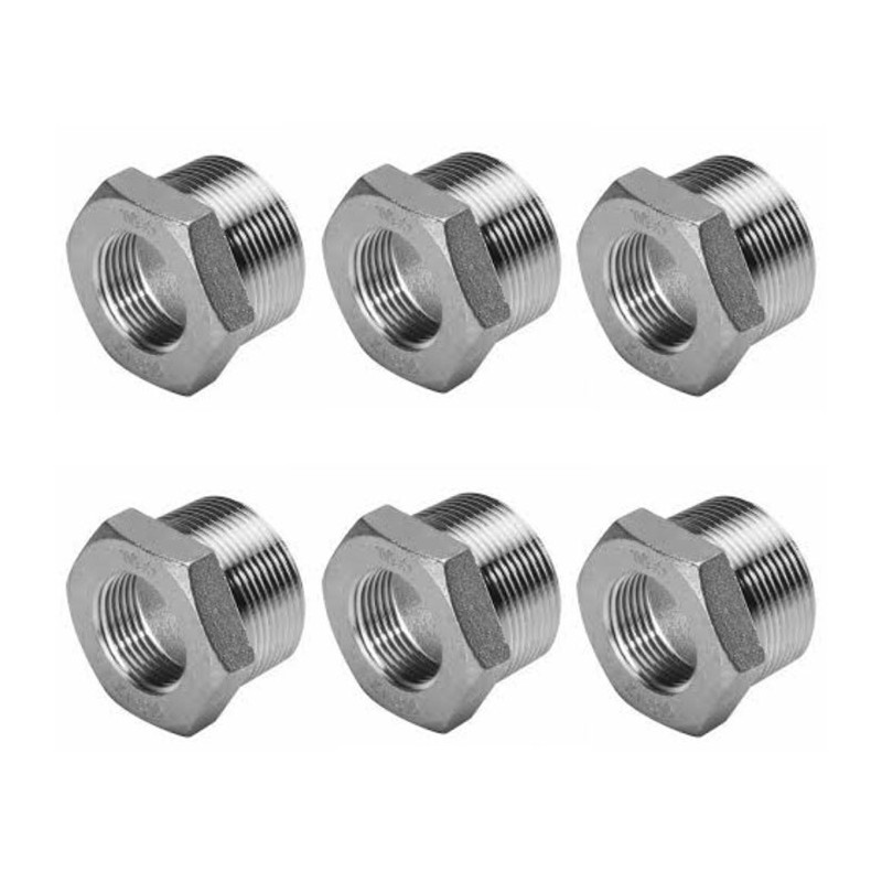 6 Raccordi MF 1X1/2" riduzioni riduttore acqua acciaio inox idraulica impianti