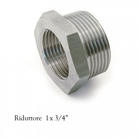 6 Raccordi MF 1X3/4" riduzioni riduttore acqua acciaio inox idraulica impianti