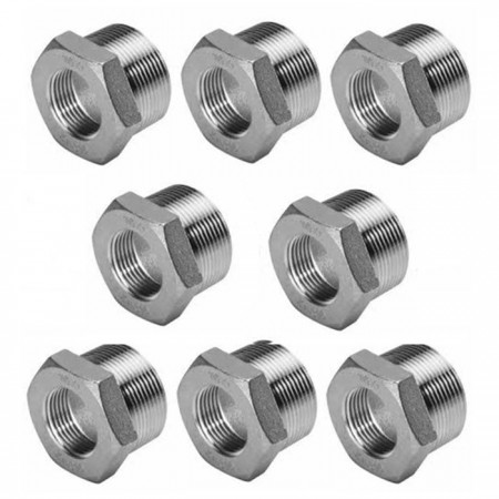 8 Raccordi MF 1/2x3/4" riduzioni riduttore acqua acciaio inox idraulica impianti