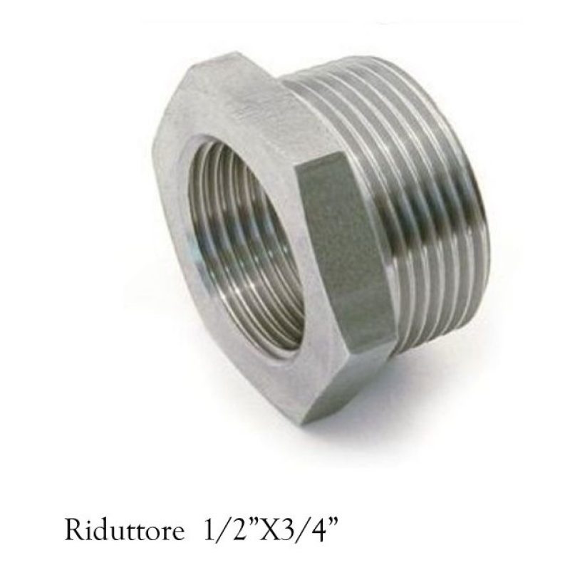 Hongu 8 Raccordi MF 1/2x3/4" riduzioni riduttore acqua acciaio inox...