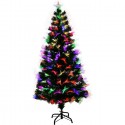 Albero di Natale a luci LED fibra ottica Artificiale 7 Colori RGB Verde 150cm