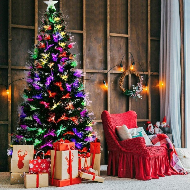 Hongu Albero di Natale a luci LED fibra ottica Artificiale 7 Colori...