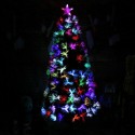 Albero di Natale a luci LED fibra ottica Artificiale 7 Colori RGB Verde 150cm