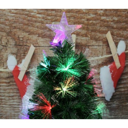 Albero di Natale a luci LED fibra ottica Artificiale 7 Colori RGB Verde 150cm