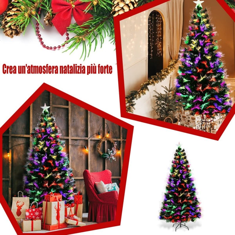 Albero di Natale a luci LED fibra ottica Artificiale 7 Colori RGB B...