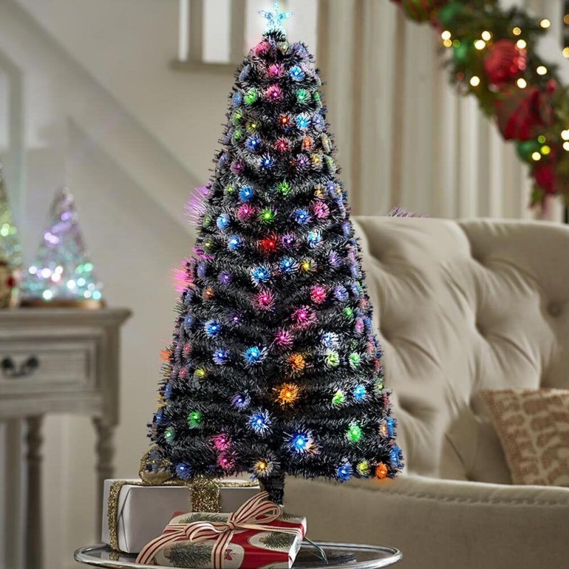 Albero di Natale a luci LED fibra ottica Artificiale 7 Colori RGB B...