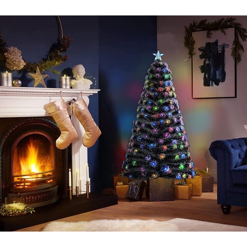 Albero di Natale a luci LED fibra ottica Artificiale 7 Colori RGB B...