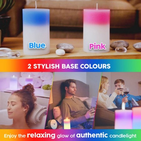 CANDELA MAGICA CANDLED CAMBIA COLORI LED VERA CERA ROSA RELAX IDEA REGALO CASA