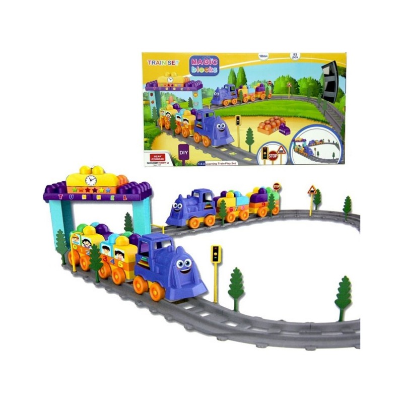 Generico Pista trenino giocattolo in legno ferrovia per bambini 93 ...