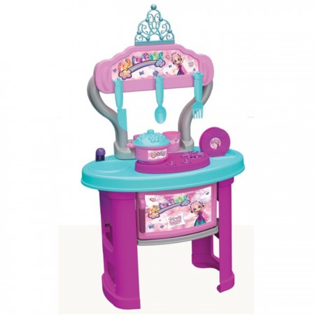 Cucina giocattolo bambini 70 cm 19 pezzi principesse lavello forno fornello