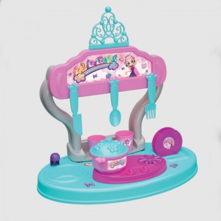 Cucina giocattolo bambini 70 cm 19 pezzi principesse lavello forno fornello