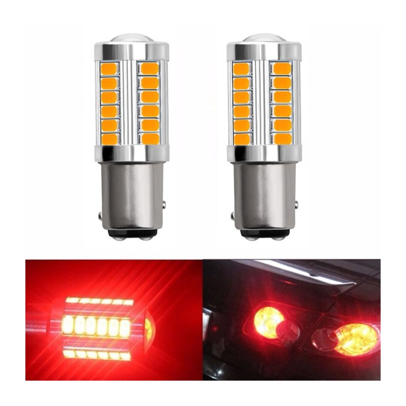 2 Lampadine 1157 CANBUS LED Fari Auto Moto camion furgoni luce ROSSA 675K 12-24V